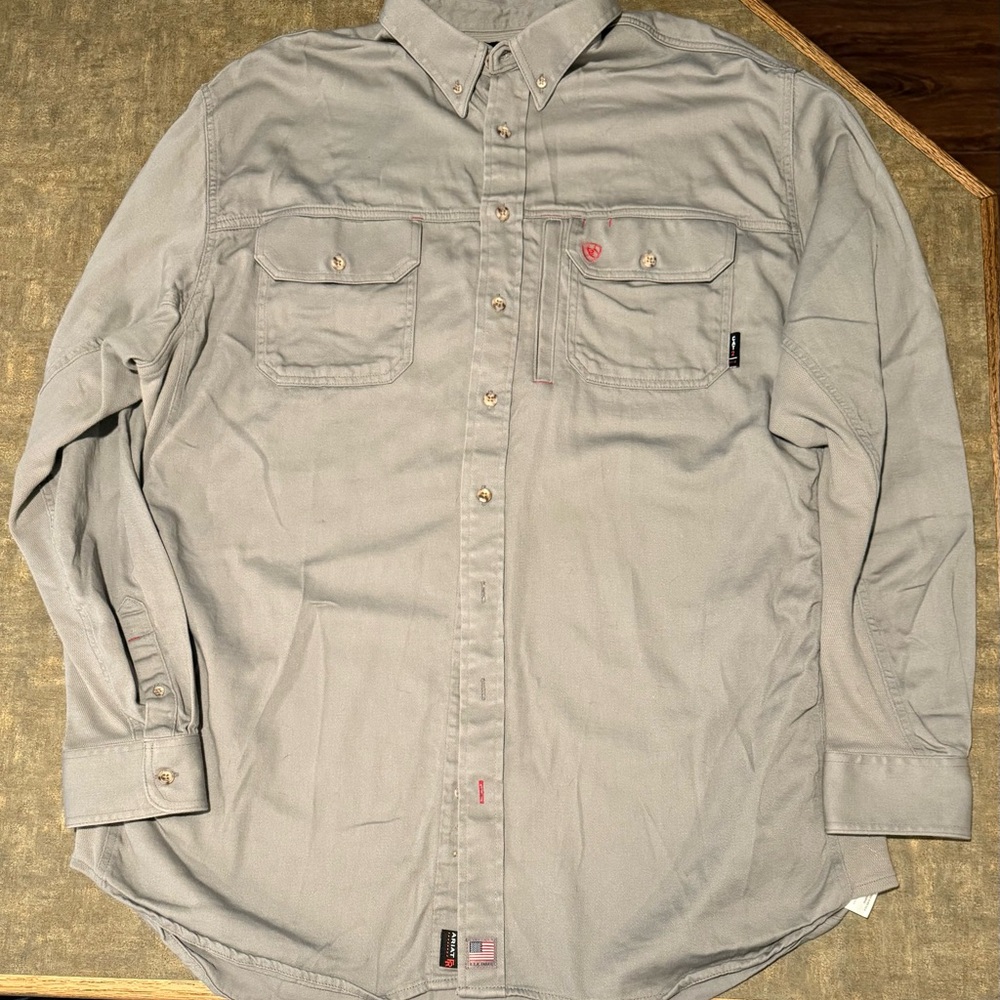 Ariat FR Men's Light Gray Casual Button Down Shirt